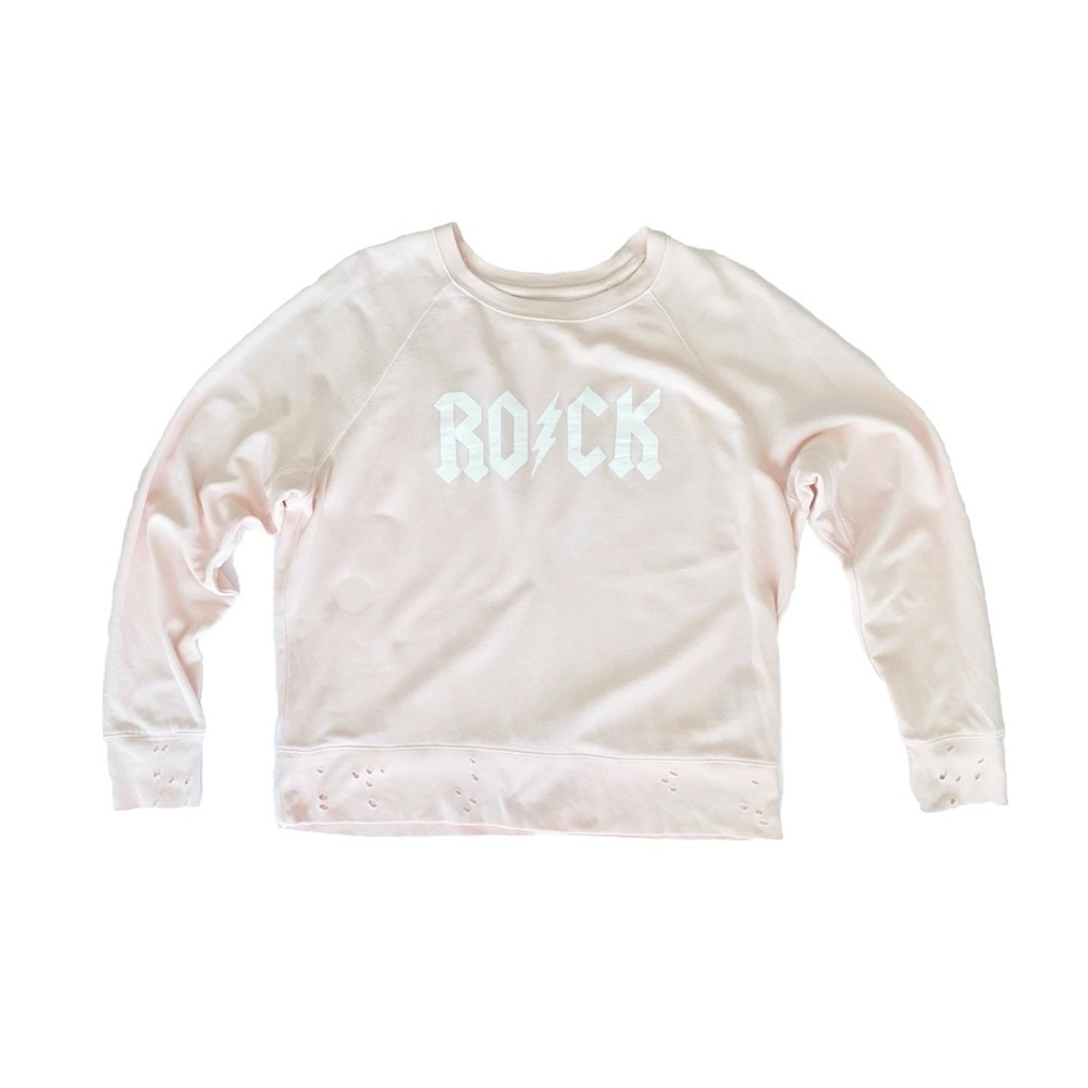 ZADIG & VOLTAIRE pink white ROCK UPPER PRINT SPUS SWEATER scoop neck sweatshirt - Picture 6 of 14